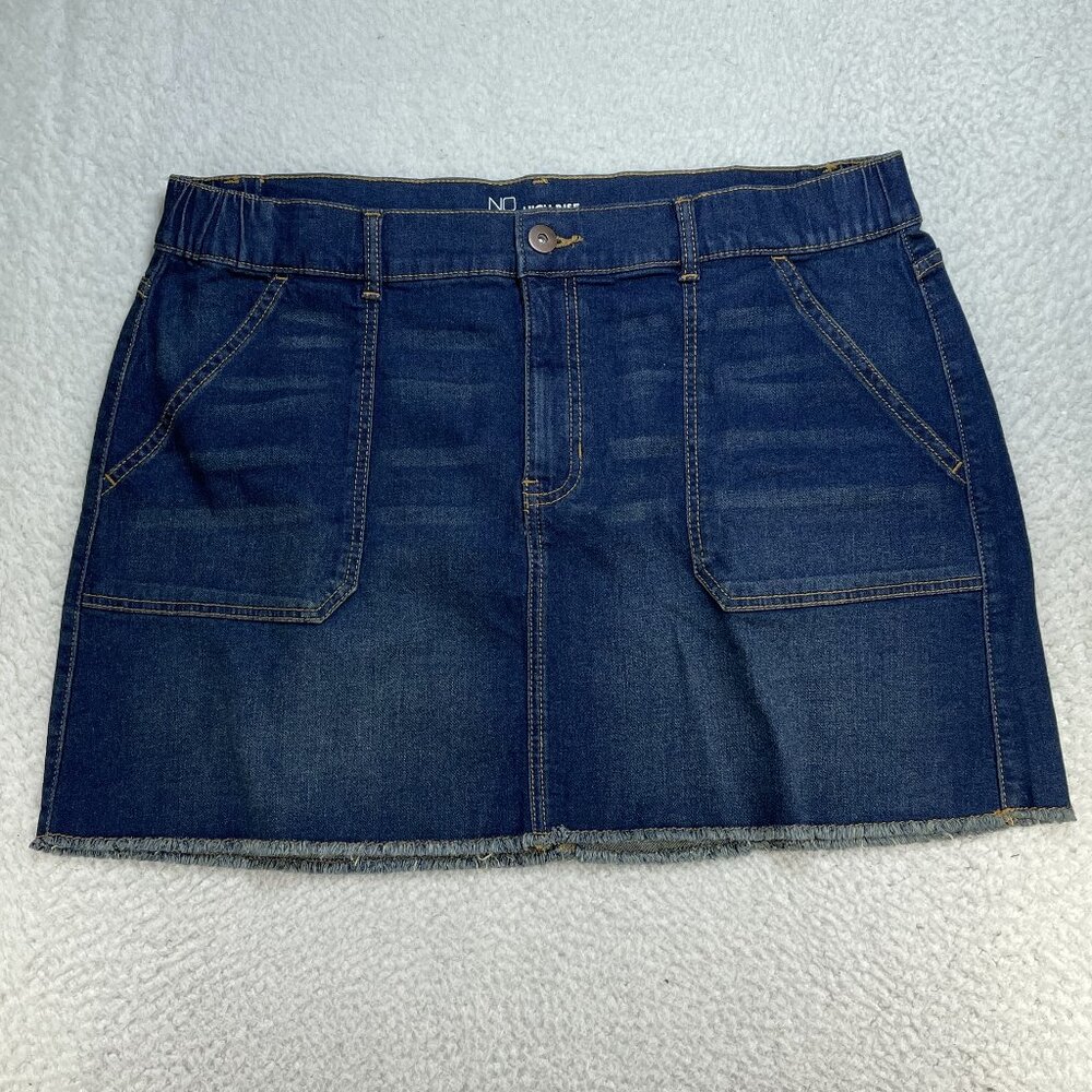 NOBO No Boundaries Juniors 19 XXL Dark Wash High Rise Denim Jean Skirt 36x17